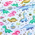 Baby dino na bielom -  cotton fabric 