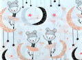 Baletky a mesiace na bielom -  cotton fabric 