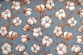 Bavlnený kvet na šedomodrom -  cotton fabric 