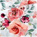 Big roses na bielom - bavlnené plátno
