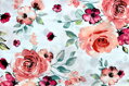 Big roses na bielom - bavlnené plátno