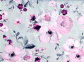 Čerešňové kvety na bledošedom -  cotton fabric 