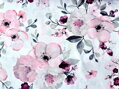 Čerešňové kvety na bielom -  cotton fabric 
