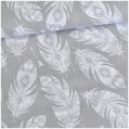 Pierka aztécke biele na šedom -  cotton fabric 