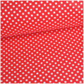 Mini bodky biele na červenom -  cotton fabric 