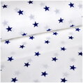 Hviezdičky tmavomodré na bielom - bavlnené plátno 