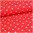 Srdiečka biele na červenom -  cotton fabric