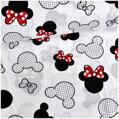 Minnie hlavičky červené na bielom -  cotton fabric 