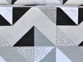 Geometria šedo-čierna - šírka 220cm - bavlnené plátno