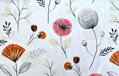 Graphic flowers na bielom - bavlnené plátno