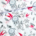 Lapače snov a vtáky šedo-cyklaménové -  cotton fabric 