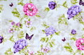 Lilac flowers and butterfly na krémovom - bavlnené plátno