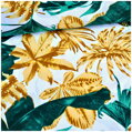 Monstera zeleno-zlatá na bielom - cotton fabric