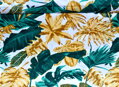 Monstera zeleno-zlatá na bielom - cotton fabric