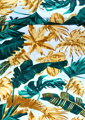 Monstera zeleno-zlatá na bielom - cotton fabric