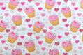 Muffiny Love na bielom - bavlnené plátno