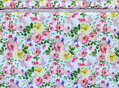Pastelové kytičky na bielom - šírka 220cm - bavlnené plátno