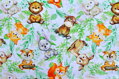 Plyšáky v listoch na bielom - cotton fabric 