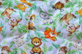 Plyšáky v listoch na bielom - cotton fabric 