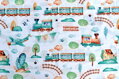 Rozprávkový vláčik a lietadlo -  cotton fabric 