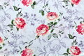 Záhon ruží na bielom - cotton fabric