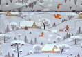 Zimná krajina hnedá - cotton fabric 
