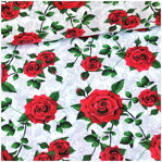 Červené ruže na bielom - bavlnené plátno