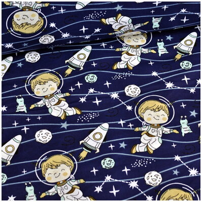 Astronaut na tmavomodrom - cotton fabric