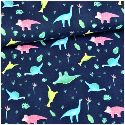 Colorful dinosaurs navy jersey 100cm