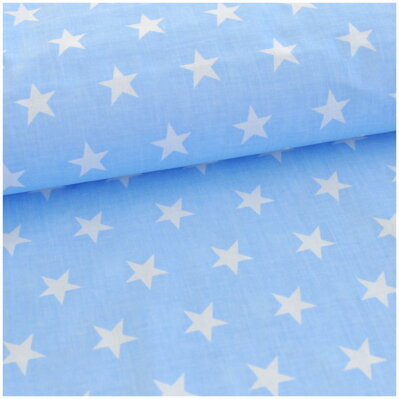 Hviezdy biele na modrom -  cotton fabric 