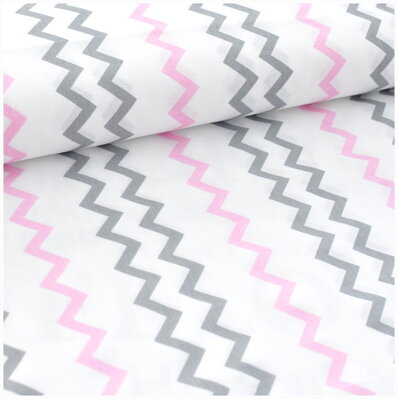 Chevron tenký šedo-ružový - bavlnené plátno 120cm II.TRIEDA