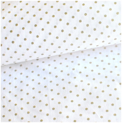 Champagne gold Dots Mini - bavlnené plátno 