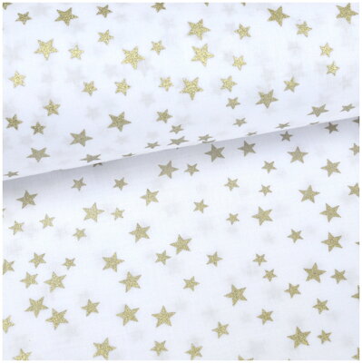 Champagne gold Stars II - bavlnené plátno 
