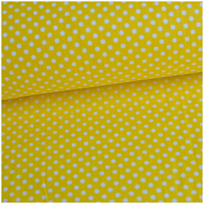 Mini bodky biele na žltom 50cm - bavlnené plátno 150cm II.TRIEDA