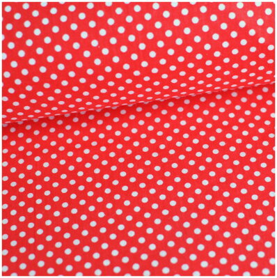 Mini bodky biele na červenom - bavlnené plátno