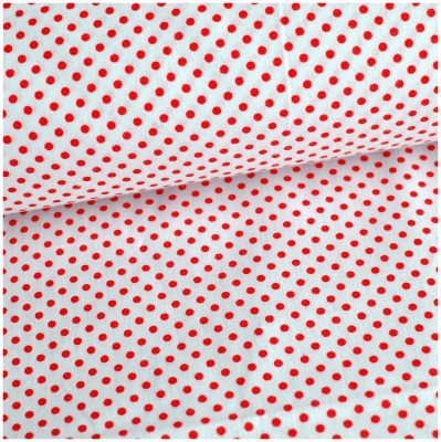 Mini bodky červené na bielom -  cotton fabric 