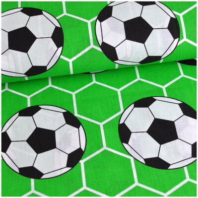 Futbalové lopty na zelenom - bavlnené plátno