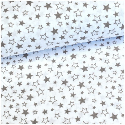 Mini stars šedé - bavlnené plátno 