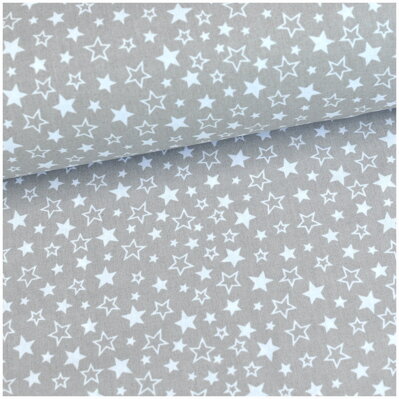 Mini stars biele - bavlnené plátno 