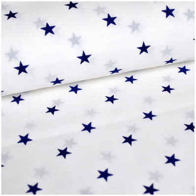 Hviezdičky tmavomodré na bielom - bavlnené plátno 
