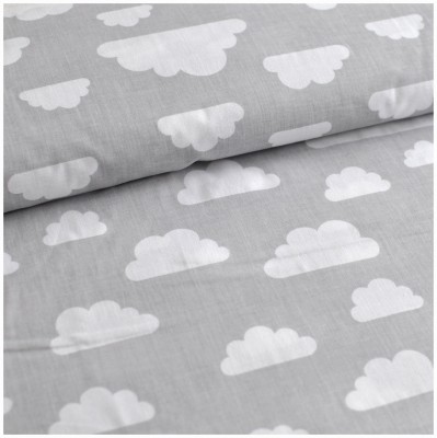 Oblaky biele na šedom -  cotton fabric  