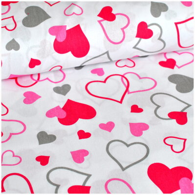 Srdcia Love ružové -  cotton fabric