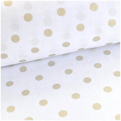 Champagne gold Dots - bavlnené plátno 