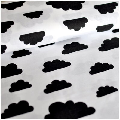 Oblaky čierne na bielom -  cotton fabric 
