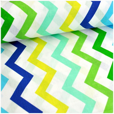 Chevron zeleno-modrý -  cotton fabric