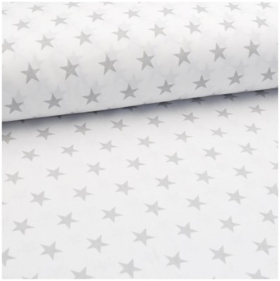 Hviezdy šedé na bielom - bavlnené plátno 150cm