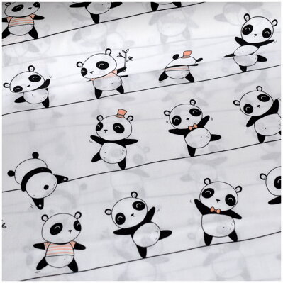 Pandy na bielom - bavlnené plátno