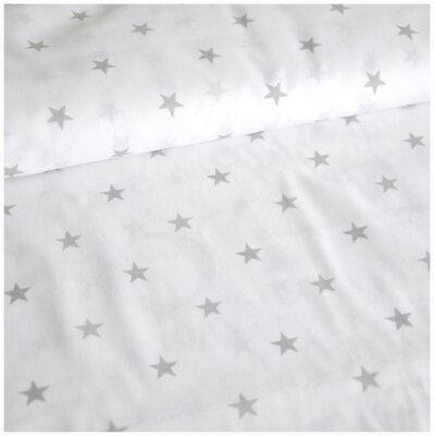 Hviezdičky šedé na bielom -  cotton fabric  