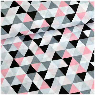 Pyramídky ružovo-šedé -  cotton fabric 
