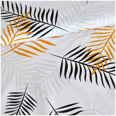 Palmové listy zlato-čierne - cotton fabric 